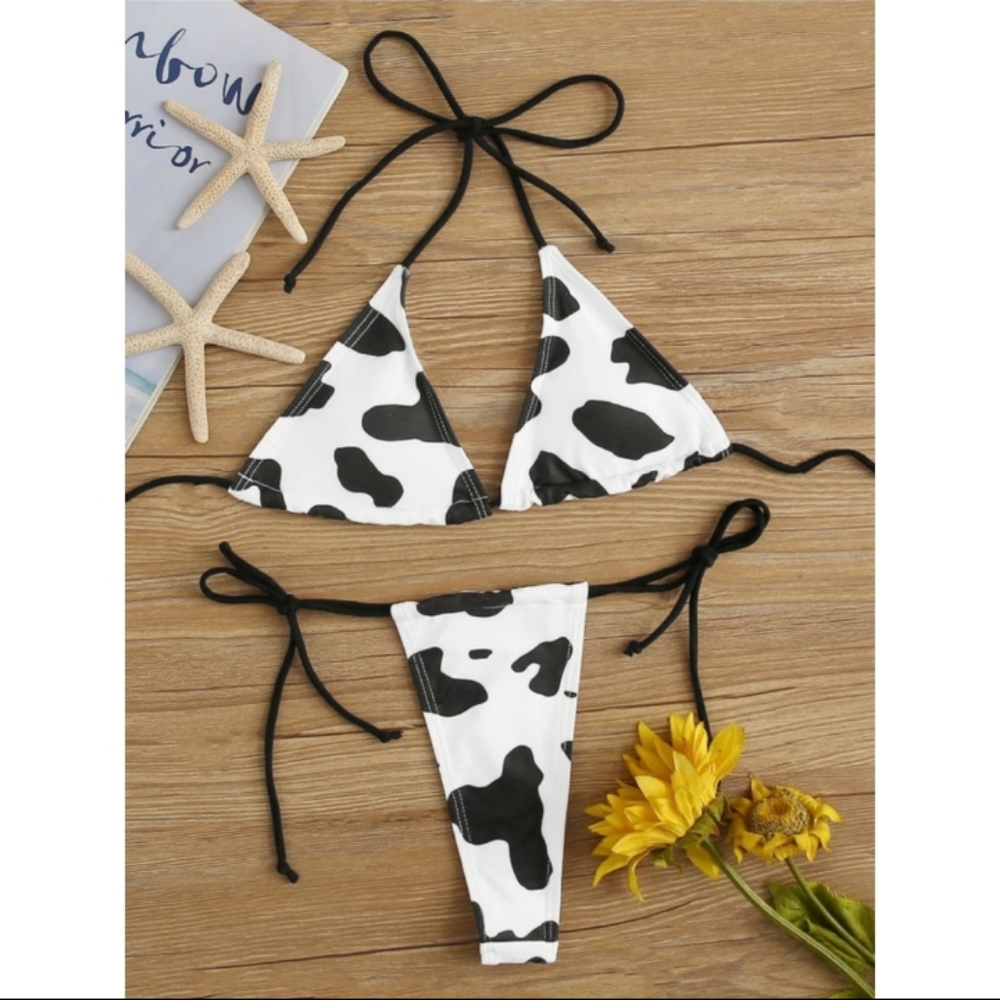 🔥🛸 Cow Print Thong Bikini Bathing Suit 🐄🔥